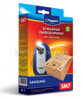 Комплект мешков (5шт) для пылесосов Samsung + Фильтр Topperr SM 7